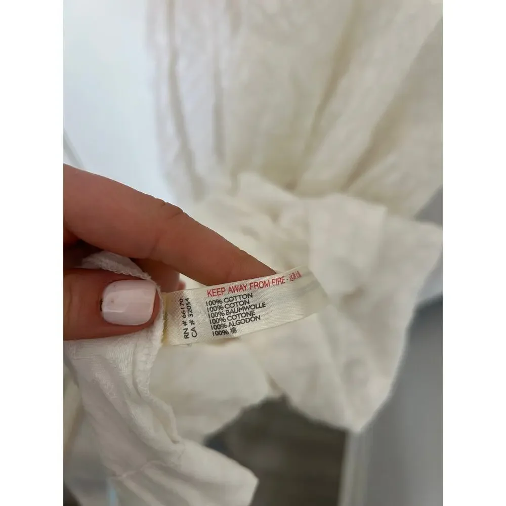 Free People Like Air Midi Dress Endless Summer Jacquard Puff Sleeve